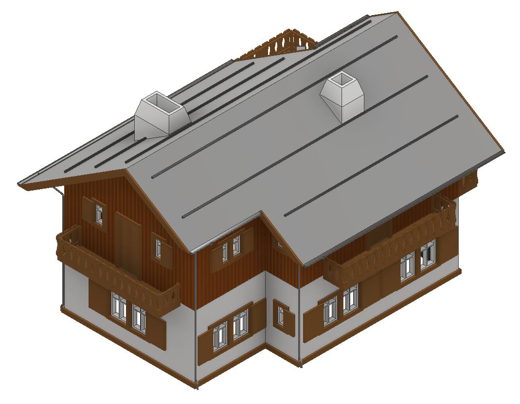 二层洋楼3D数模图纸